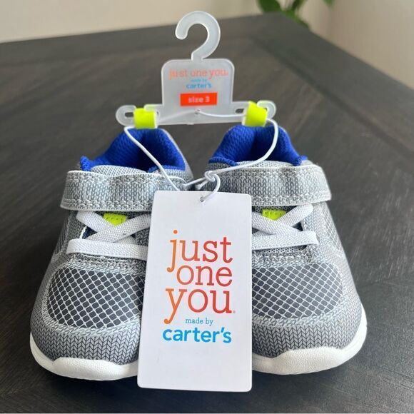 CARTER’S Just One You Boy’s Silas Sneakers in Gray Size 3 NEW - Picture 7 of 11